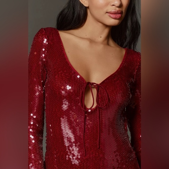 NWT! Anthropologie Bardot Verona Long-Sleeve Sequin Mini Dress - Size 10 🏀 - Picture 4 of 5